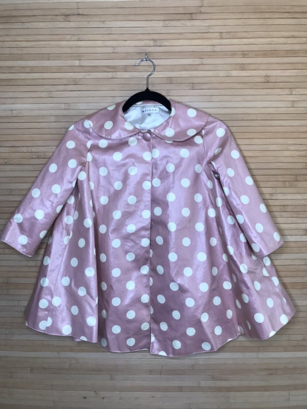 Helena Pink Ivory rain Dress Coat Girls size 4 Lined swing style jacket